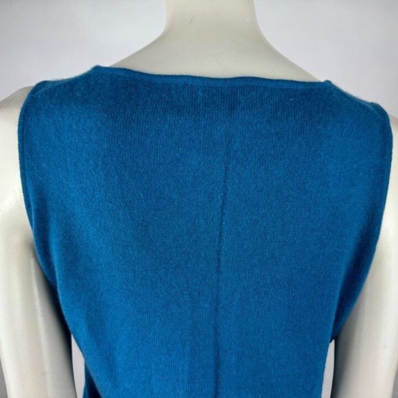 Neiman Marcus Cashmere‎ Tank Top Women M EUC Sleeveless Stretch Scoop Neck Blue - Picture 7 of 9